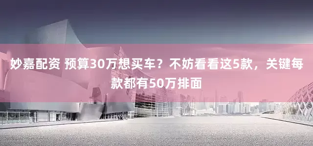 妙嘉配资 预算30万想买车？不妨看看这5款，关键每款都有50万排面